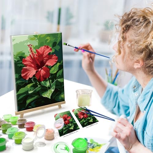 ATDMS Paint by Numbers kit for Adults with Frame Flowers Paint by Numbers with Easel DIY Adult Paint by Number Kits on Canvas Oil Painting Kits for Gift Home Wall Decor 8x12 Inch - Image 3