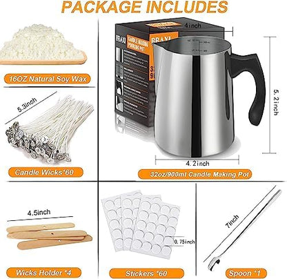 BBAXI Candle Making kit - 32 OZ/900 ML Pouring Pot, 16 OZ Soy Wax - Image 2