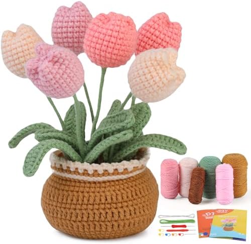 kgxulr Crochet Kit, Tulip Crochet Kit for Beginners, Knitting Kit by kgxulr