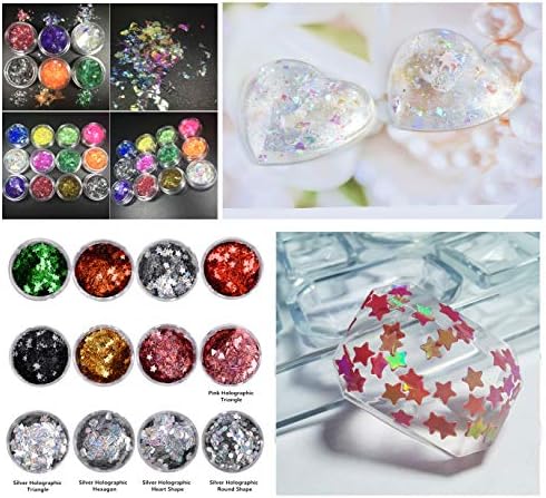 200ML Crystal Clear UV Resin Sunlight Curable 18 Molds 28 Dyes (Metallic & Normal) 17 Bezels 36 Holographic Decorations, Resin Kit for DIY Crafts Jewelry Making Rings Bracelets Pendants Earrings - Image 7