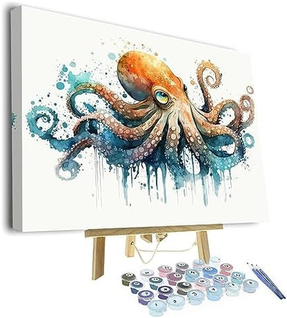 TUMOVO Adults Octopus Paint by Numbers, Colorful Marine Animal Painting, DIY Acrylic Painting Kit, Wall Decor, 16x20 Inch (Framed) by TUMOVO