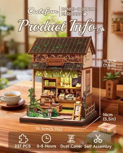 Cutefun Book Nook Kit - DIY Miniature House Kit for Adults, Teens and Beginners, Japanese Dessert Shop Booknook Tiny House Bookshelf Decor 3D Wooden Puzzles, Gifts for Friends and Family (Sweet Shop) - Image 3