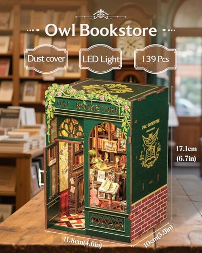 CUTEBEE Book Nook Kit, DIY Miniature House Kits for Adults, Owl Bookstore - Image 2
