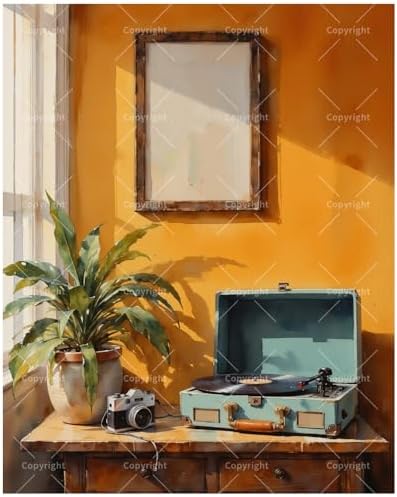 TAOPAOLAB Retro Room Paint by Numbers Kit for Adults - DIY Vintage Turntable and Camera Painting on Canvas 8x12In, Framed Acrylic Paint Set, Suitable for Beginners, Art for Home Decoration or Gifts by Unknown