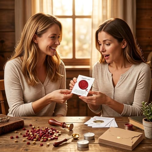 Comealltime 50 Sets Pocket Hug Token Small Gift Bulk Cards and Envelopes with Heart Shape Wax Seal Stamp, Sealing Beads, Wax Seal Kit for DIY Exchange Relationship Cards - B - Image 7