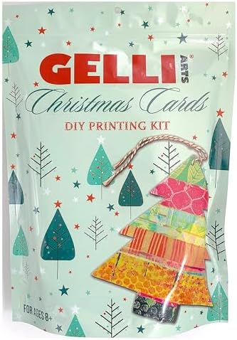 Gelli Arts Christmas Card Kit - Printing Kit with 5 X 5 Gel Printing Plate, DIY Postcards and Printmaking Supplies, Gel Print Set for Beginners, Handmade Card Set by GelliArts