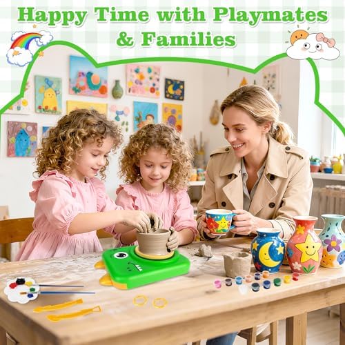 TenLaitech Pottery Wheel for Kids - Arts and Crafts Toys for Kids Ages 8-12 | Complete Pottery Painting Kit with Air Clay Art Supplies for Girls Boys Toys Birthday Gift for 6 7 8 9 10 11 - Image 6
