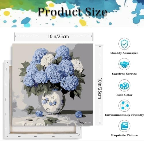 Paint by Numbers Kit for Adults,Hydrangea DIY Paint by Number With Frame - Image 3