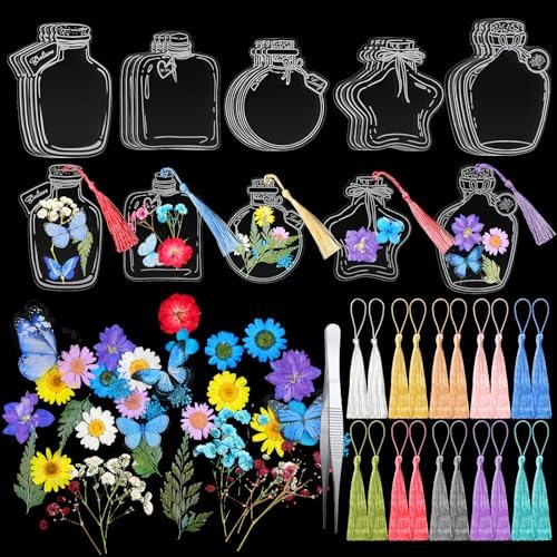 Taobary 91 Pcs DIY Dried Flowers Bookmarks Transparent, Elegant Color by TaoBary