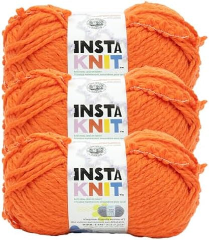 Lion Brand Yarn, InstaKnit Beginner Yarn, Stopping Traffic, Orange, 3 Pack by LionBrandYarn