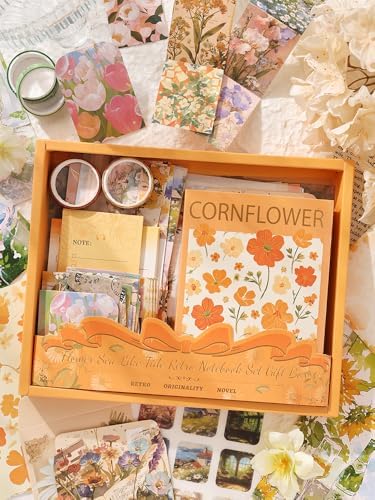 Aromoty Scrapbooking Supplies Kit, Botanical Aesthetic Vintage Scrapbook Kit for Bullet Junk Journal A6 Grid Notebook Stationary (Centaury Love) - Image 6