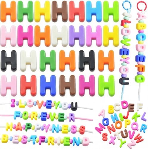 Large Letter Beads 26 Pcs 20mm 3D Paracord Beads Acrylic Colorful Bubble Big Alphabet Bead 6mm Large Hole Chunky Letter Bead for Keychains Purse Bag Charm Kit Backpack (26, Large Letter Beads H) by KJMLDIY