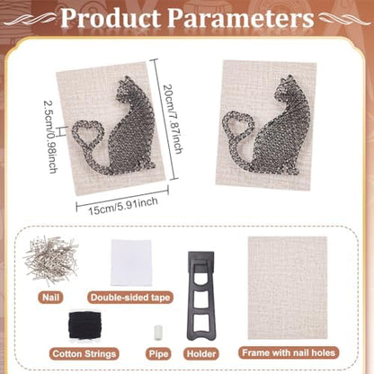 WEBEEDY DIY String Art Kit Cat Mitten Animal Craft Kit with Heart Pattern Creative Craft Kits for Adult Christmas Home Wall Table Decorations Gift - Image 2