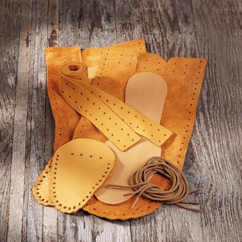 Realeather Adult Moccasin Leathercraft Kit, 12-13, Saddle Tan Brown - Image 4