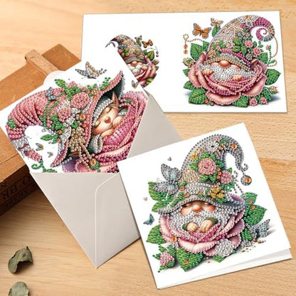 12 Pack Diamond Painting Greeting Cards Kit with Envelopes, 5D DIY Floral Hat Gnome Diamond Art Cards, Birthday Thank You All Occasion Cards for Women Adults Beginners - Image 4