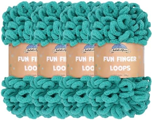 JubileeYarn Fun Finger Loops Yarn - Aquamarine - 4 Skeins by BambooMN