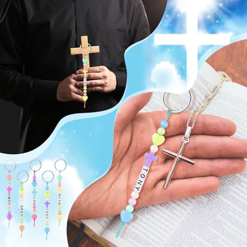 Landical 564 Pcs Cross Keychain Making Kit DIY Name Bead Christian Craft - Image 4