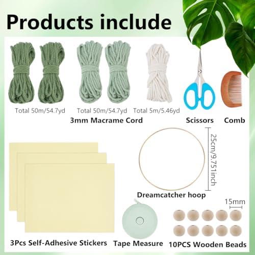 Tree of Life Macrame Kit for Adults Beginners Dream Catcher Macrame Leaf Wall Hanging Kits Decor with Video Tutorials Handmade Woven Boho Home Decor for Bedroom Dorm Decoration - Image 2