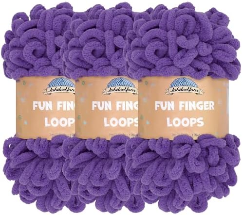 JubileeYarn Fun Finger Loops Yarn - Ultra Violet - 3 Skeins by BambooMN