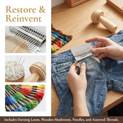 Mini Darning Loom,Handcraft DIY Weaving Repair Darning Kit for Beginner - Image 3