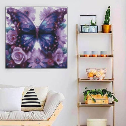 Butterfly Flower Stamped Cross Stitch Kits Flower Cross Stitch Patterns,Dimensions Cross Stitch Kits Embroidery Kit Arts and Crafts for Beginners 13.7x13.7 inches - Image 4