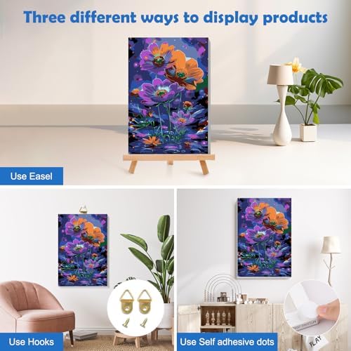 MOGTAA Paint by Numbers Kit for Adults with Frame, Flowers Paint by Number Canvas, Flowers Scenery Paint by Numbers with Easel, DIY Oil Painting Kit for Home Wall Decor 8 x 12 Inch - Image 3