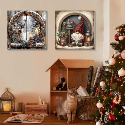 VIGEGU 4 Pack Christmas Paint by Numbers Kit for Adults with Framed - Image 2