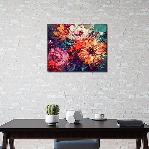 TUMOVO Paint by Number, Flowers Paint by Numbers for Adults Beginner, Chrysanthemum Oil Painting by Numbers on Canvas, Modern Painting Kit with Brushes and Pigment, 16x20 Inch - Image 4