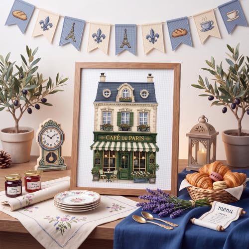 XunYee 21 Pcs Christmas Village House 18 Mesh Needlepoint Canvas Kit - Image 7