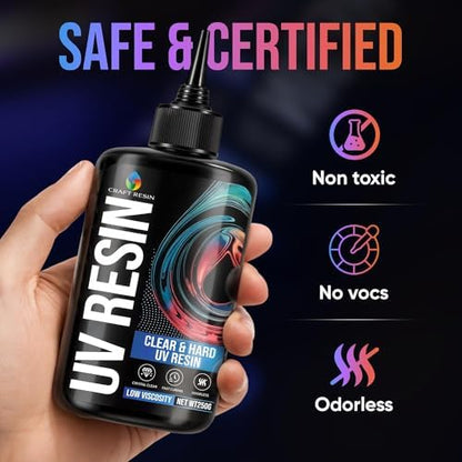 CRAFT RESIN 1000g UV Resin Kit Hard Type Low Viscosity – Crystal Clear and No-Yellowing UV Resin Glue for DIY, Jewelry Making, Molds Casting and Polymer Clay Projects - Fast Cure Under UV Light - Image 6