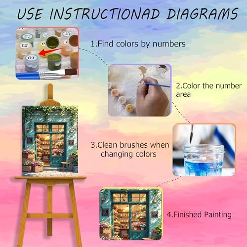 Ycydilirab Flower Store Paint by Numbers Kit for Adults - Flower Store Adult Paint by Number Kits,Paint by Number for Adults Wall Art Decor 16×20 Inch - Image 6