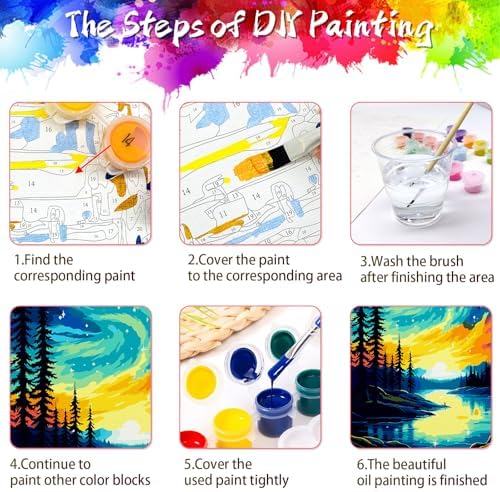 ZTOTZ Paint by Number Kits for Adults Aurora, Starry Night Paint by Numbers Christmas Gift Canvas,Moonight Paint by The Numbers for Adults for Decor - Image 6