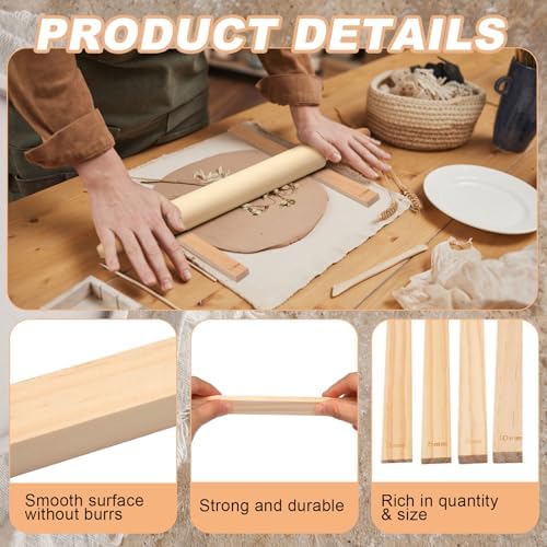 Newtay 12 Pcs Pottery Tools Wood Rolling Pin Special Linen (Tablecloth) - Image 6