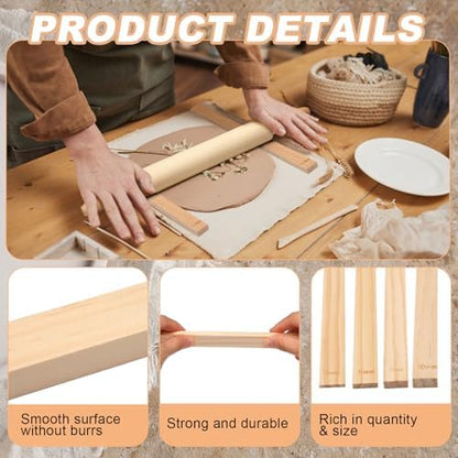 Newtay 12 Pcs Pottery Tools Wood Rolling Pin Special Linen (Tablecloth) - Image 6