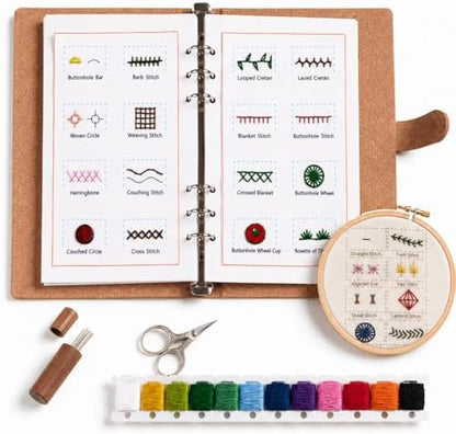 Ogioxam Embroidery Stitch Book Kit for Beginners, Hand Embroidery Kits for Adults, Embroidery Book Kit for Beginners by Ogioxam