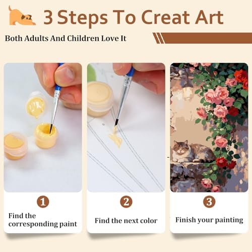 Reivworl Cat Paint by Numbers Kits for Adults, Cat Paint by Number for Adult, Painting by Number Kits for Gifts and Wall Decor 16x20Inch - Image 7