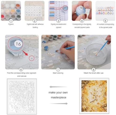 Bozfoxa Paint by Numbers Kit for Adults Beginner Golden Moon Floral - Image 4