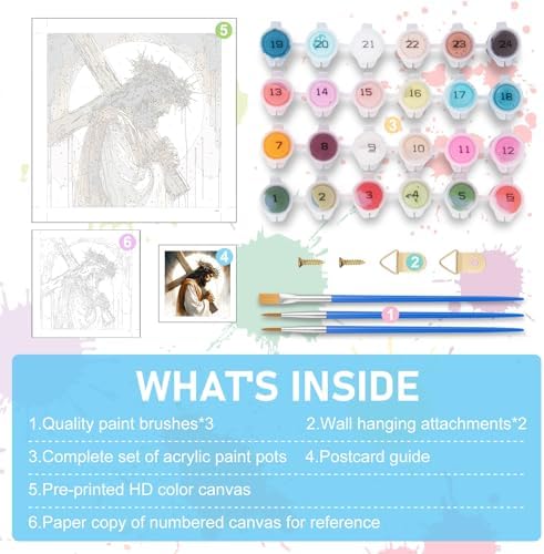Paint by Numbers Kit for Adults, Jesus Cross Acrylic Canvas Painting Set - Image 5
