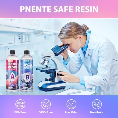Pnente Crystal Clear Epoxy Resin Kit, 32oz Professional Self-Leveling No-Bubble UV Resistant Casting & Coating Resin for Crafts, Jewelry Making, Table Top, Molds, Wood River Tables and Art Projects - Image 6
