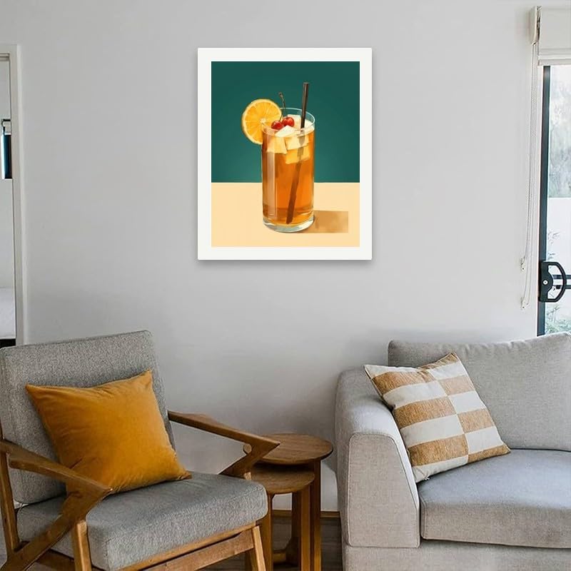 TAOPAOLAB Food Paint by Numbers Kit for Adults - DIY Iced Tea with Orange and Cherries Painting on Canvas 16x20 Inches, Acrylic Paint Set, Suitable for Beginners, Refreshing Art for Decoration/Gifts - Image 4