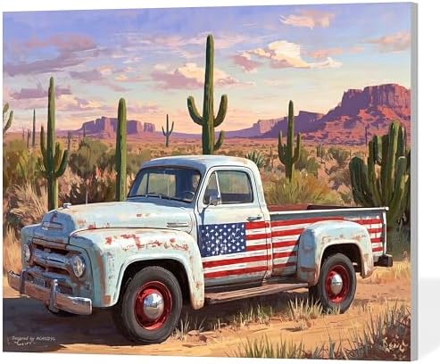 ACANDYL Truck DIY Paint by Numbers Kit for Adults Paint by Numbers Beginner Canvas Painting by Number Cactus Tree DIY Acrylic Oil Painting on Canvas Arts Craft Decoration 16x20 Inch by ACANDYLPaintbyNumbersKits