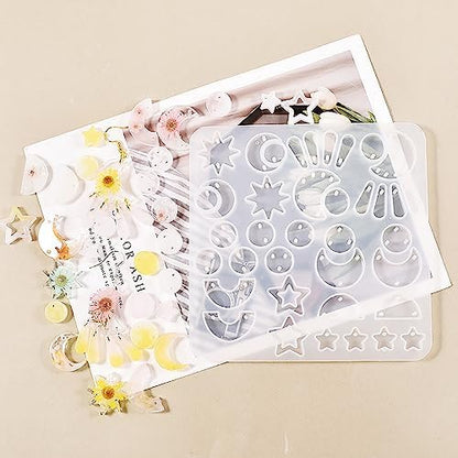 Attuslla Star & Moon Shape Resin Earring Molds - Silicone, Jewelry, DIY Pendant Molds with Ear Hooks & Jump Ring - Image 3