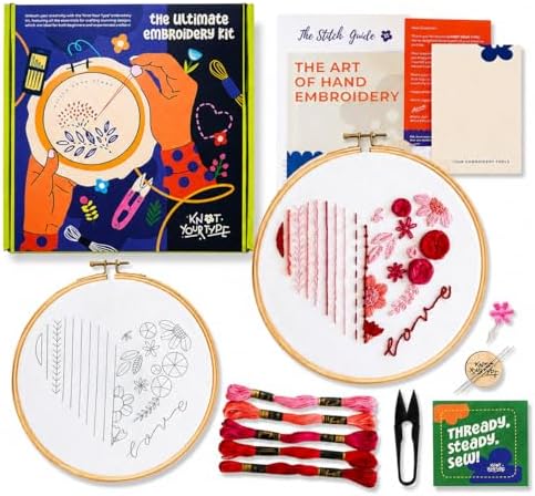 KNOT YOUR TYPE Beginner's Friendly Embroidery Learning DIY Kit - Love| Beginner Friendly Kits with All Stitching Materials | Hand Embroidery Kit for Adults | Perfect for Gifting DIY Kit by KnotYourType