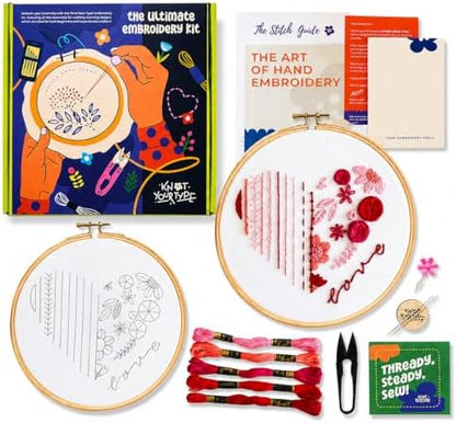KNOT YOUR TYPE Beginner's Friendly Embroidery Learning DIY Kit - Love| Beginner Friendly Kits with All Stitching Materials | Hand Embroidery Kit for Adults | Perfect for Gifting DIY Kit by KnotYourType