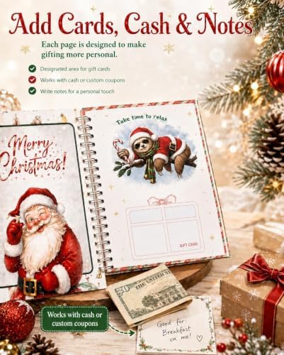 RHUTQP DIY Spiral Bound Christmas Gift Card Book, 5x7 Holiday Gift Booklet - Image 5