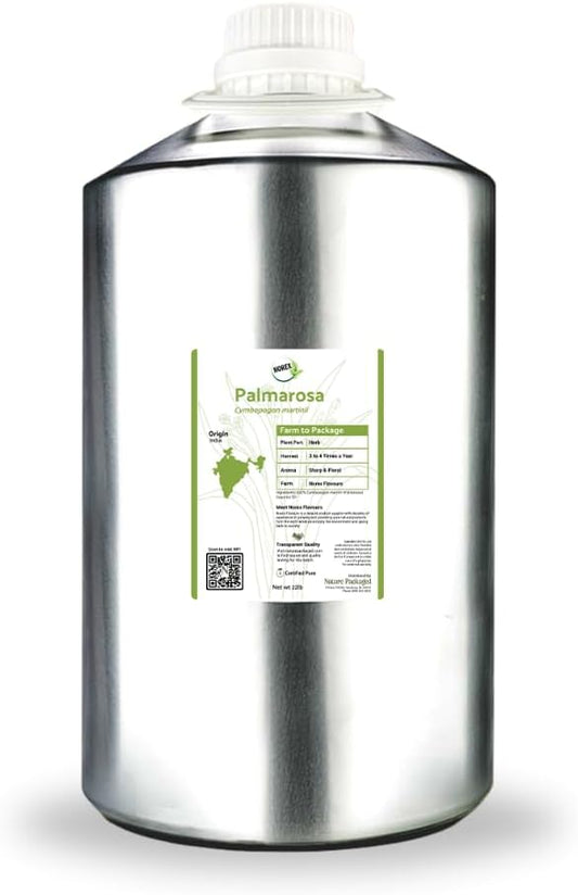 Nature Packaged Palmarosa Essential Oil Direct from Norex Flavours India for Skin and Aromatherapy - Aceite de Palmarosa for Candle Scent for Candlemaking and Soaps (22lbs)