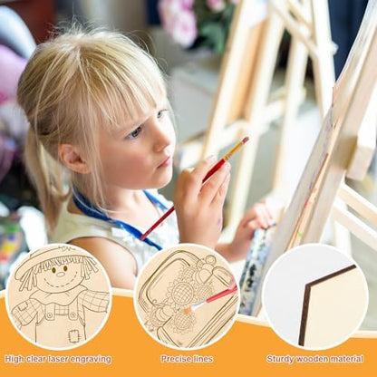 COCHIE 10PCS Large Thanksgiving Unfinished Wood Crafts to Paint for Adults, Bulk Predrilled Wooden Ornaments for Painting, Pumpkin Scarecrow Paintable Wood Slices Craft Supplies with Ropes - Image 3