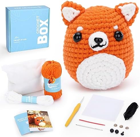CrochetBox Shiba Inu Crochet Kit for Beginners, Easy Craft for Adults by CROCHETBOX