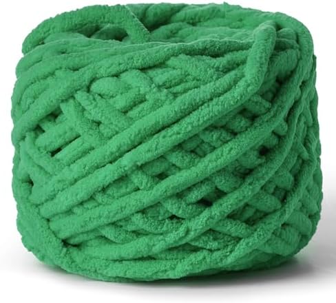 Plush Chenille Chunky Yarn 100g (49.2yd) - Fluffy Velvet Yarn Crochet for Blanket Knitting and Crocheting - Baby Yarn for Crocheting Soft - Amigurumi Yarn (Greener) by OMoiut
