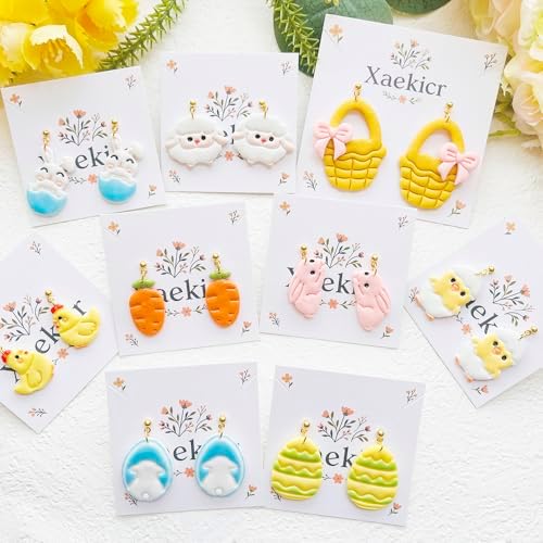 Easter Polymer Clay Cutters Set - 13pcs Sharp & Durable Bunny, Chick, Egg & Basket Shapes for DIY Earring Jewelry Making, Soft Clay Crafts & Spring Holiday Supplies - Image 4